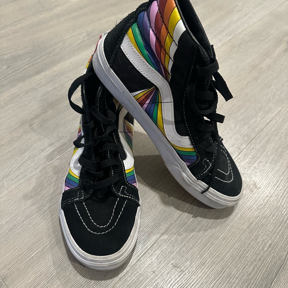 Vans Black and Rainbow High-Top Sneakers